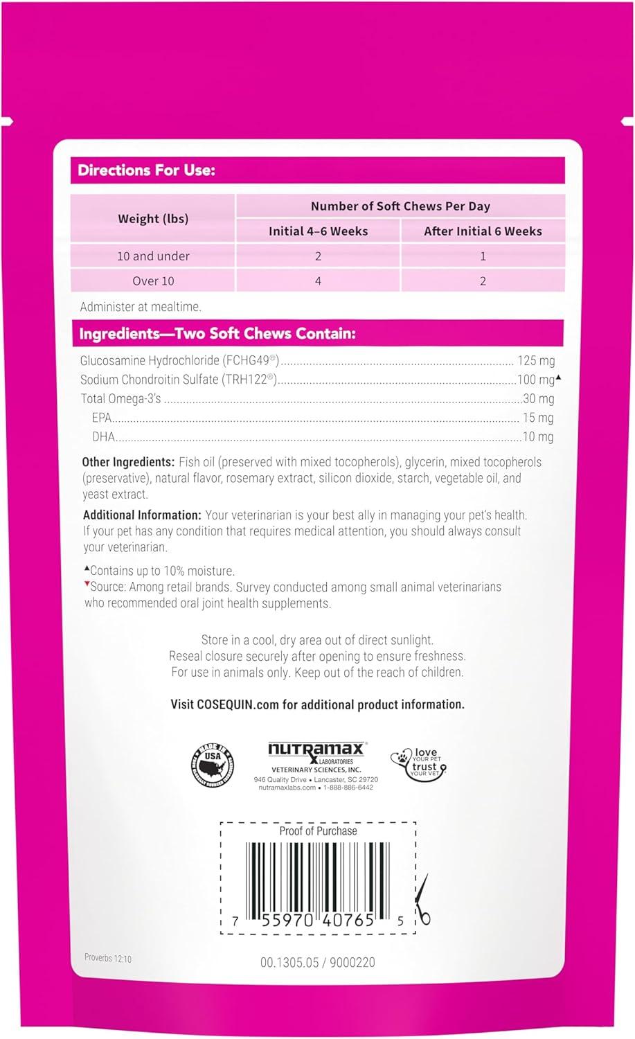 image:imageNutramax Cosequin for Cats Joint Health Supplement Contains Glucosamine for Cats Plus Chondroitin and Omega3s Supports Joint and Skin and Coat Health Soft Chews 60 Count60 Count Pack of 2