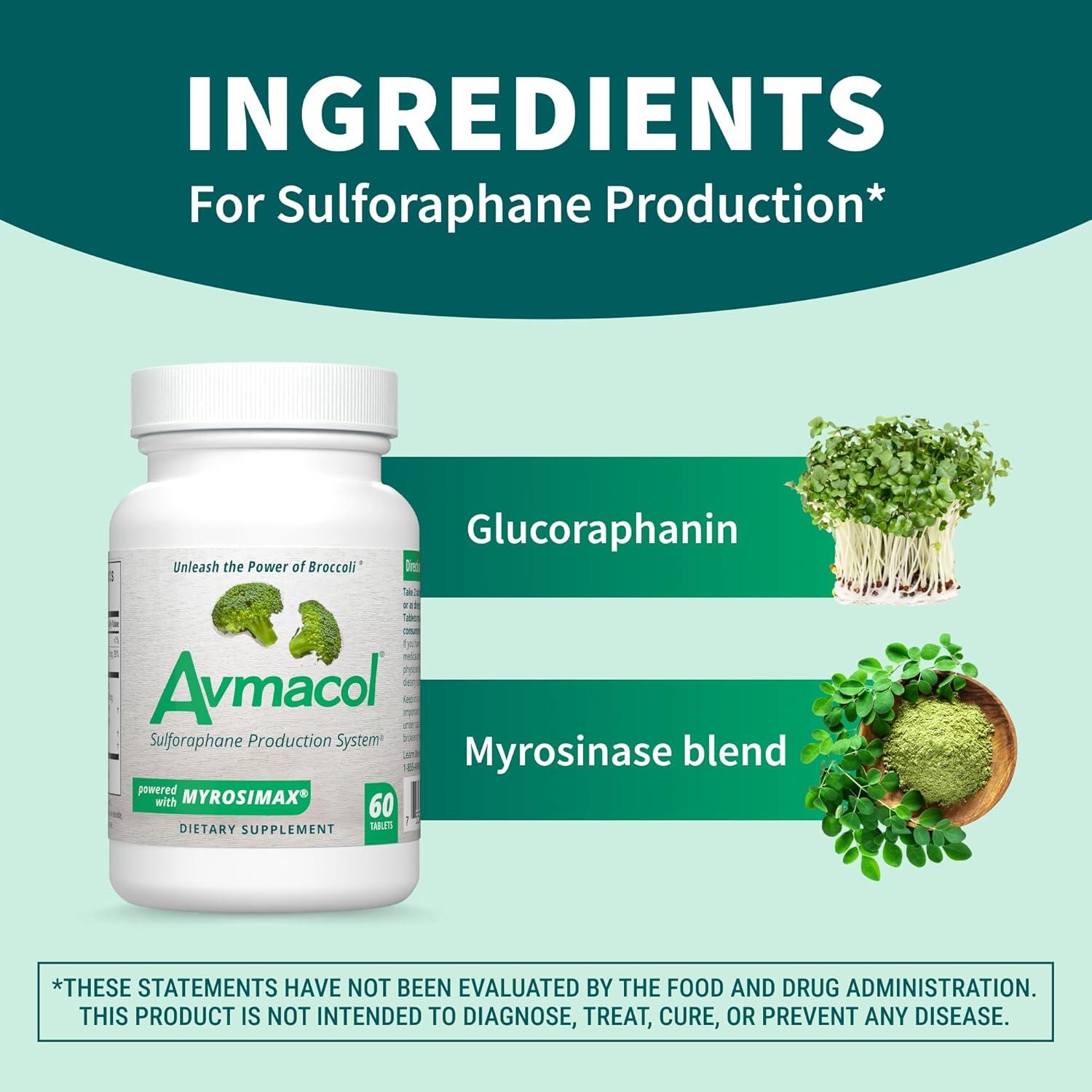 image:imageNutramax Laboratories Avmacol 1 Researched SulforaphaneProducing Brand for Detoxification with Glucoraphanin and Active Myrosinase Adults amp Children 60 Tablets