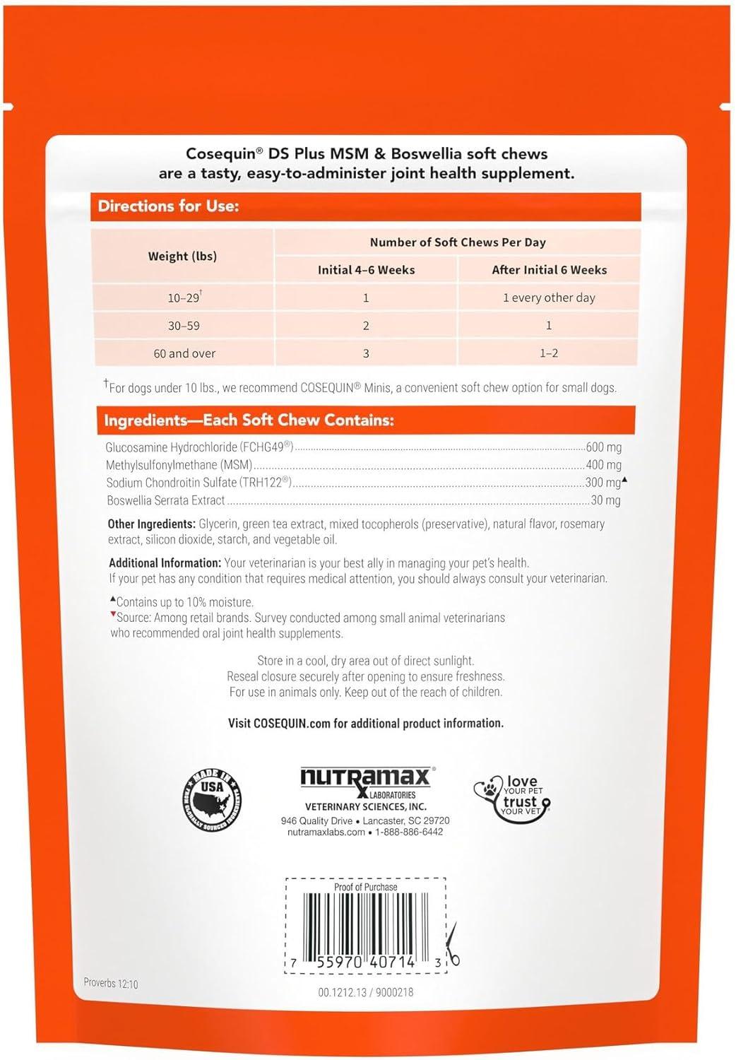 image:imageNutramax Laboratories Cosequin DS Plus MSM Professional Line for Dogs 60 Soft Chews2 Pack