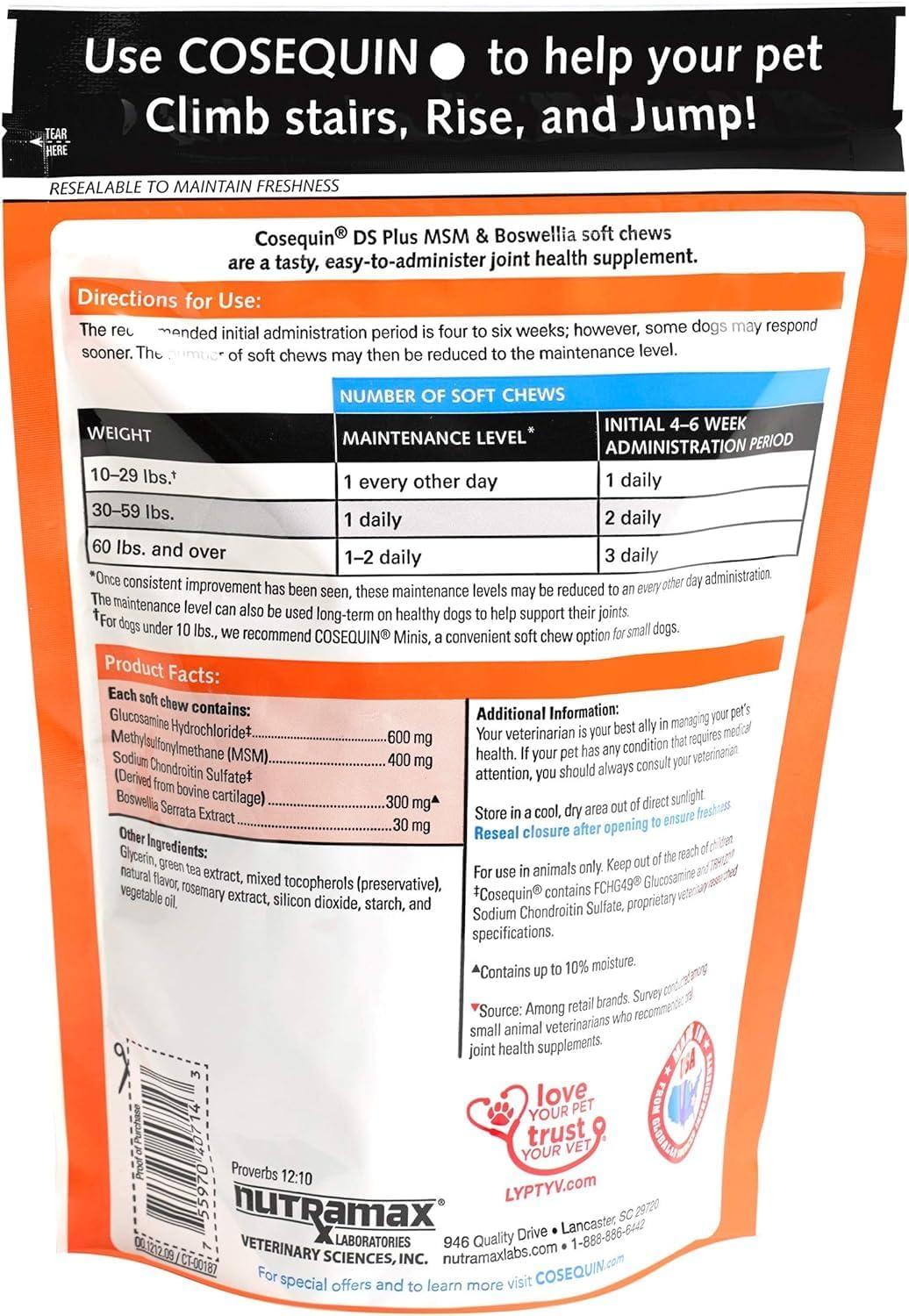 image:imageNutramax Laboratories Cosequin DS Plus MSM Professional Line for Dogs 60 Soft Chews60 soft chews Pack of 2