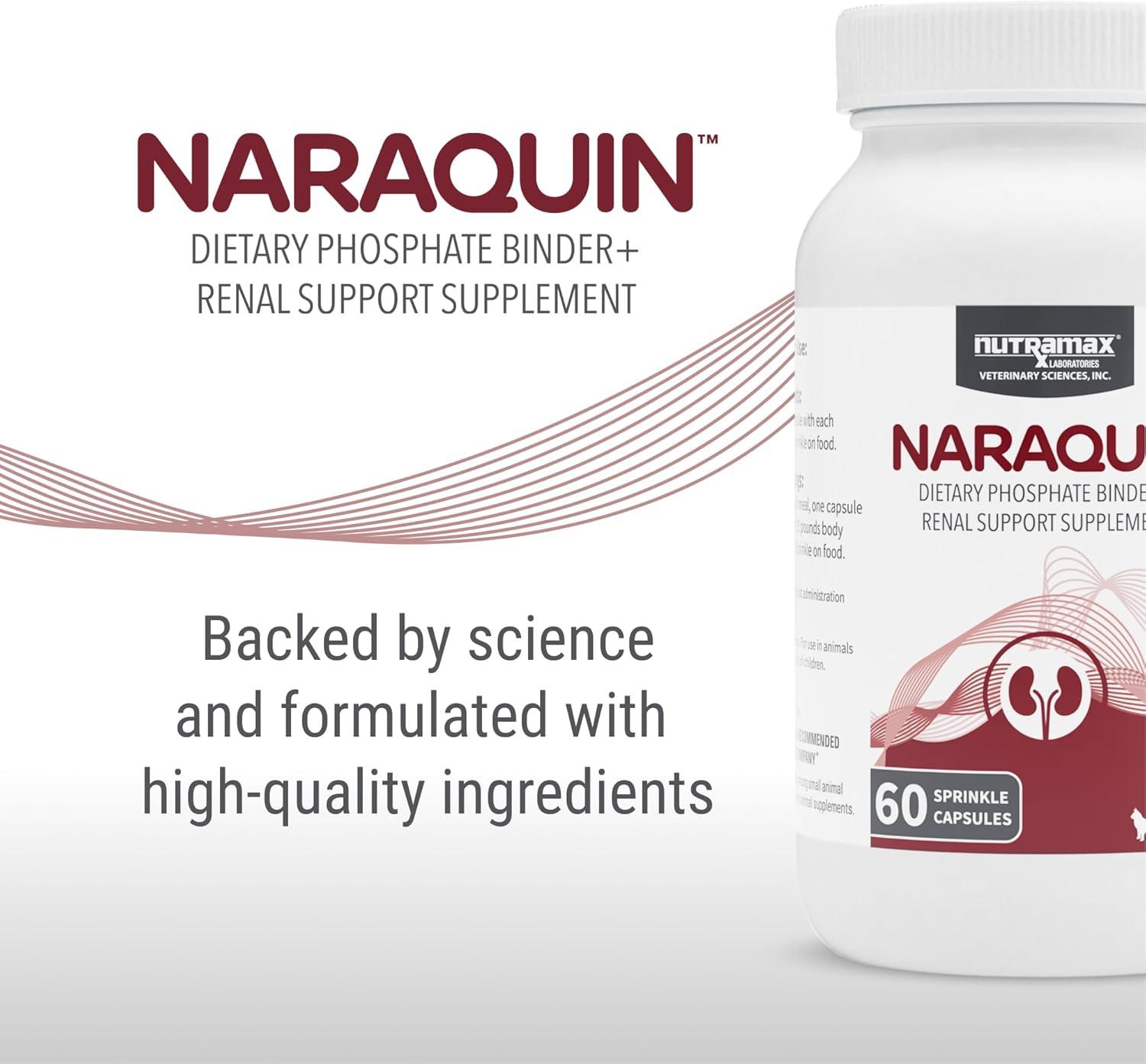 image:imageNutramax Laboratories NARAQUIN Dietary Phosphate Binder Renal Support Supplement for Cats amp Dogs 60 Count60 Count Pack of 1