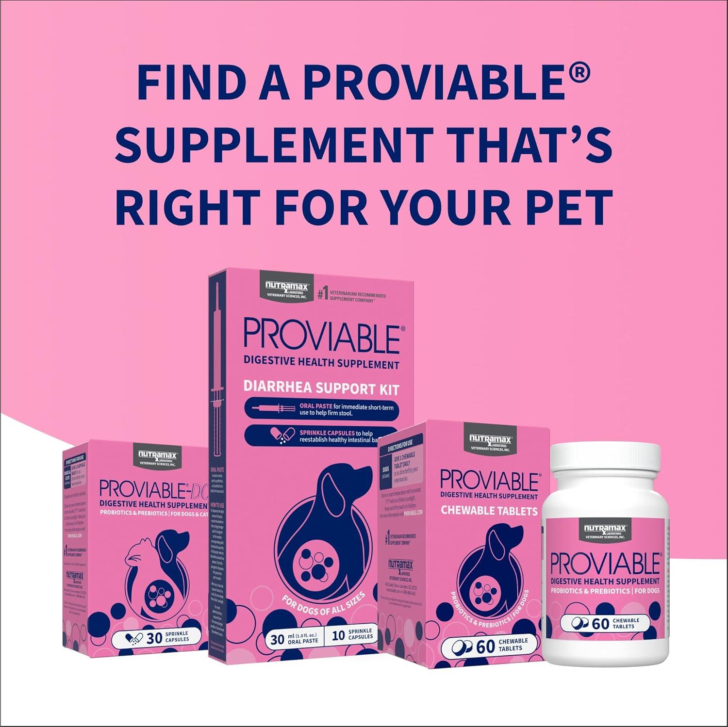image:imageNutramax Proviable Probiotics for Dogs Daily Digestive Health Supplement with Multiple Strains of Bacteria Dog Probiotics Plus Prebiotics 60 Chewable Tablets60 Count Pack of 1