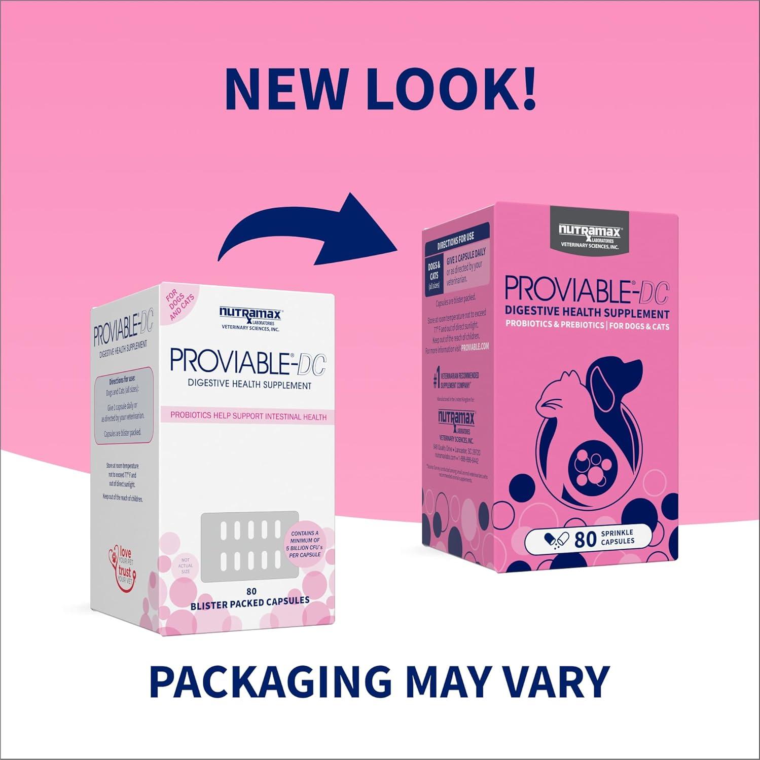 image:imageNutramax Proviable Probiotics for Dogs and Cats Daily Digestive Health Supplement with Multiple Strains of Bacteria Cat and Dog Probiotics Plus Prebiotics 80 Capsules80 Count