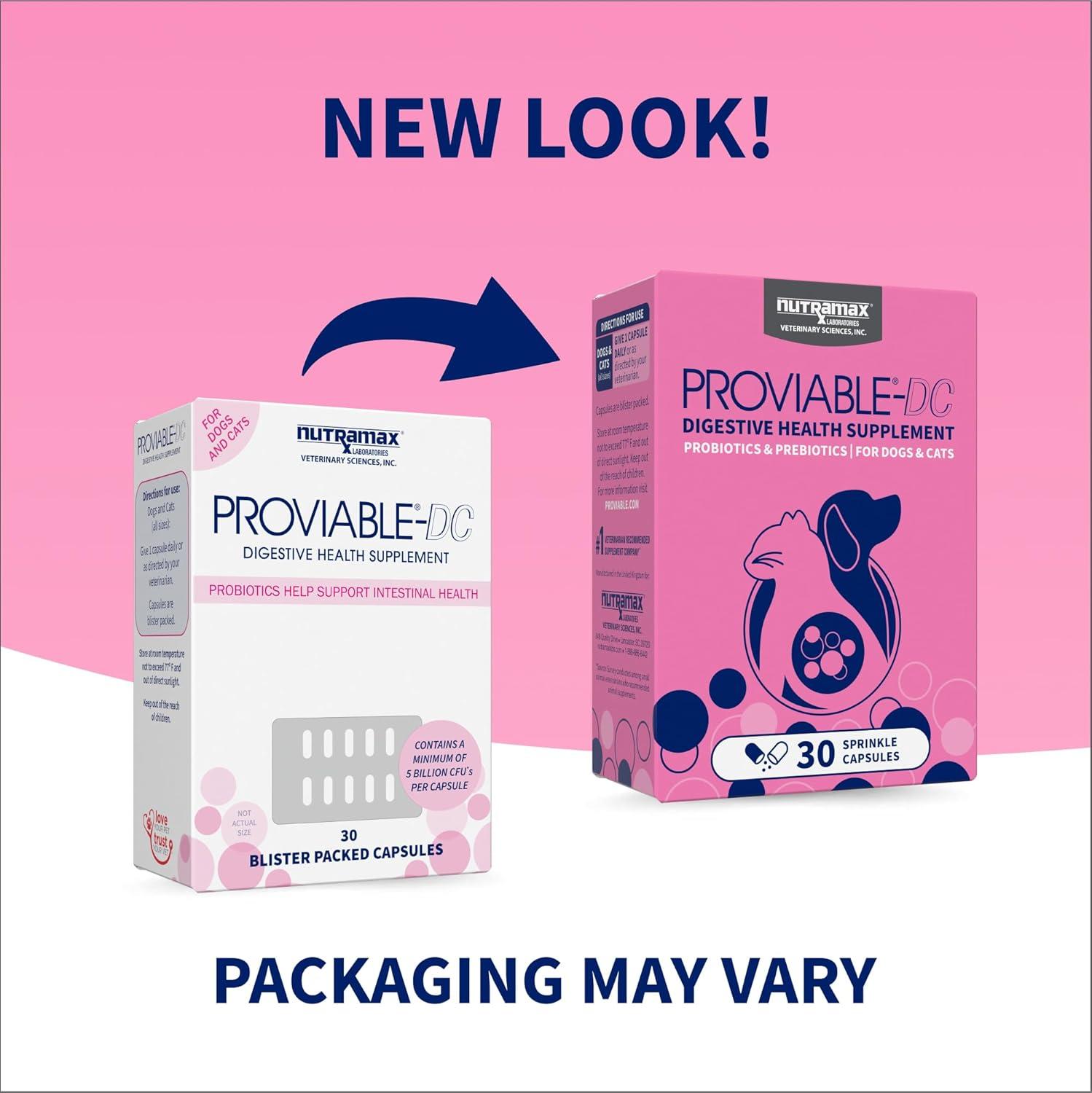 image:imageNutramax Proviable Probiotics for Dogs and Cats Daily Digestive Health Supplement with Multiple Strains of Bacteria Cat and Dog Probiotics Plus Prebiotics 80 Capsules30 Count