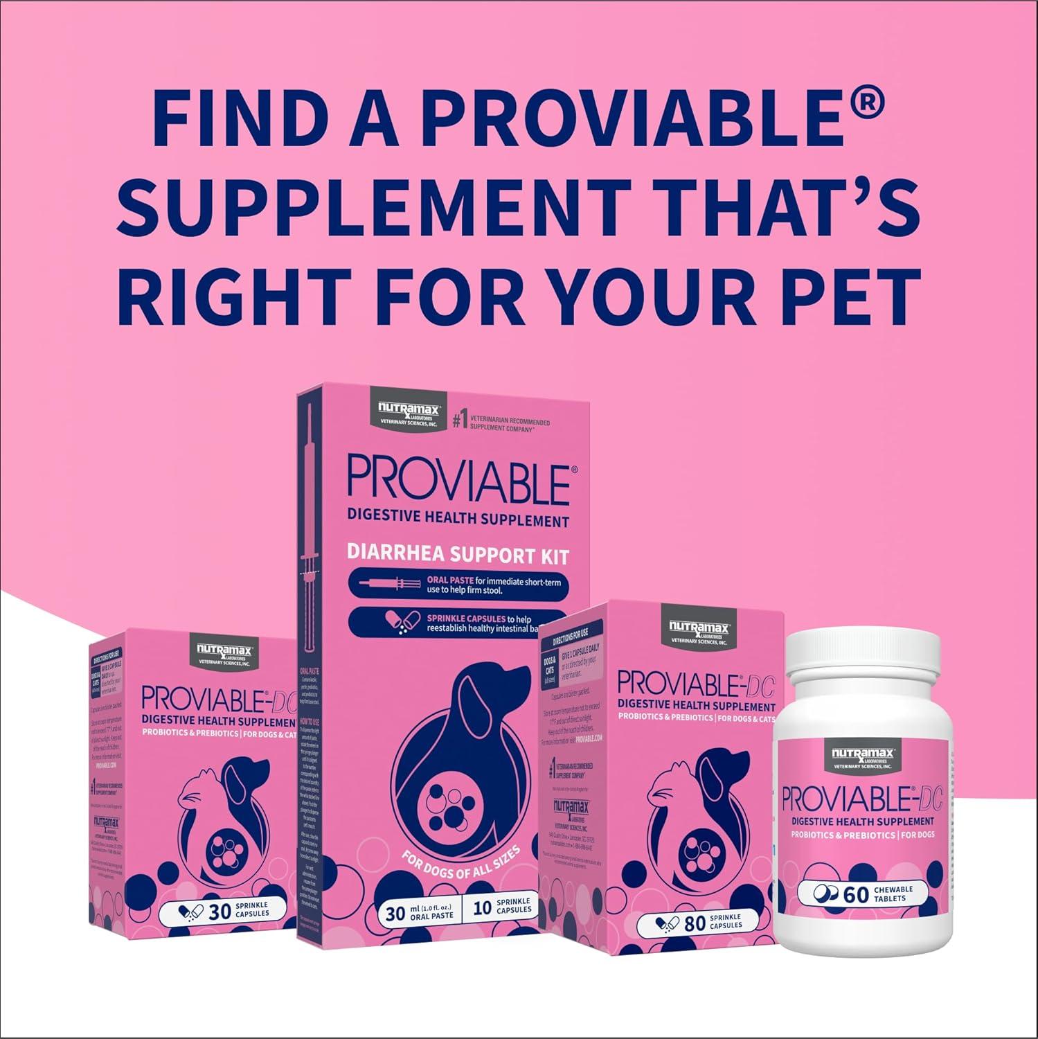 image:imageNutramax Proviable Probiotics for Dogs and Cats Daily Digestive Health Supplement with Multiple Strains of Bacteria Cat and Dog Probiotics Plus Prebiotics 80 Capsules80 Count