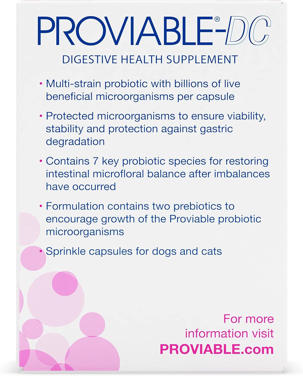 image:imageNutramax Proviable Probiotics for Dogs and Cats Daily Digestive Health Supplement with Multiple Strains of Bacteria Cat and Dog Probiotics Plus Prebiotics 80 Capsules30 Count