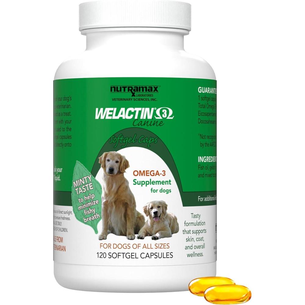 image:imageNutramax Welactin Canine Softgels Omega 3 Supplement for Dogs of all Sizes Softgels 120 Count