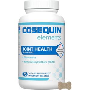 Nutramax Cosequin Elements Dogs Joint Health Supplement, Contains Glucosamine for Dogs, MSM, Supports Healthy Joints, For All Breeds and Sizes, Chewable Tablets, 75 Count(75Count)