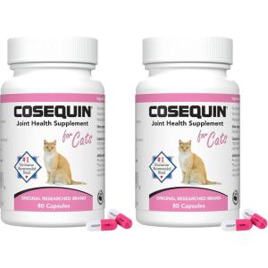 Nutramax Cosequin for Cats Joint Health Supplement, Contains Glucosamine for Cats, Plus Chondroitin and Boswellia, Supports Healthy Joints, For All Breeds and Sizes, Sprinkle Capsules, 60 Count(80 Count (Pack of 2))
