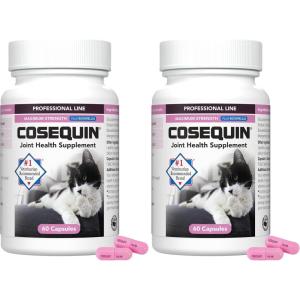 Nutramax Cosequin for Cats Joint Health Supplement, Contains Glucosamine for Cats, Plus Chondroitin and Boswellia, Supports Healthy Joints, For All Breeds and Sizes, Sprinkle Capsules, 60 Count(60 Count (Pack of 2))