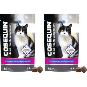 Nutramax Cosequin for Cats Joint Health Supplement, Contains Glucosamine for Cats, Plus Chondroitin and Omega-3s, Supports Joint and Skin and Coat Health, Soft Chews, 60 Count(60 Count (Pack of 2))