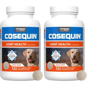 Nutramax Cosequin for Dogs Joint Health Supplement, Contains Glucosamine for Dogs, Plus Chondroitin and MSM, Supports Healthy Joints, Chewable Tablets, 250 Count(132 count (Pack of 2))