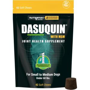 Nutramax Dasuquin for Small to Medium Dogs, Joint Health Supplement, Contains Glucosamine for Dogs, Plus Chondroitin, ASU, MSM and More, Supports Healthy Joints, Soft Chews, 84 Count(Small/Medium Dog (Under 60 lbs) – 42 Count)