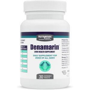 Nutramax Denamarin Liver Health Supplement for Dogs, With S-Adenosylmethionine (SAMe) and Silybin, 30 Chewable Tablets