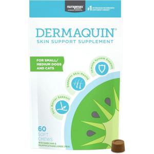 Nutramax Dermaquin Skin Support Supplement for Small to Medium Dogs and Cats, Supports Healthy Response to Allergens, with Hardy Kiwi, Omega-3s, and More, Tasty Soft Chews, 60 Count(60 ct – Sm/Med Dog and Cat)