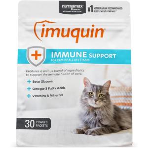 Nutramax Imuquin Immune Health Supplement Powder for Cats, with Beta Glucans, Marine Lipids, Vitamins and Minerals, 30 Packets, Updated Version(30 packets)