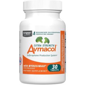 Nutramax Laboratories Avmacol Extra Strength #1 Researched Sulforaphane-Producing Brand for Detoxification with Glucoraphanin and Active Myrosinase, Immune Health, Adults & Children, 30 Tablets(30 Count (Pack of 1))