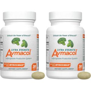Nutramax Laboratories Avmacol Extra Strength #1 Researched Sulforaphane-Producing Brand for Detoxification with Glucoraphanin and Active Myrosinase, Immune Health, Adults & Children, 30 Tablets(30 Count (Pack of 2))