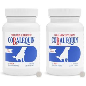 Nutramax Laboratories Cobalequin B12 Supplement for Medium to Large Dogs, 45 Chewable Tablets, Hydrolyzed Chicken, 2.08 ounces(Dogs Only (Pack of 2))