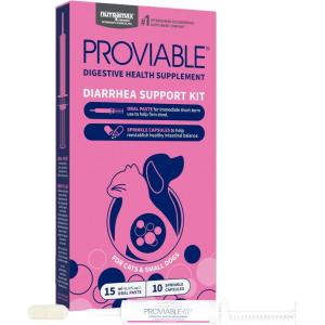 Nutramax Proviable Probiotics for Dogs, Diarrhea Support Kit, Digestive Health Supplement with Multiple Strains of Bacteria, Plus Prebiotics, Kaolin and Pectin, 30 ml Paste and 10 Capsules(Small Dog/Cat (Under 20 lbs) – 15 ml (Pack of 10))
