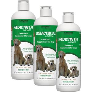 Nutramax Welactin Omega 3 Fish Oil for Dogs, Skin and Coat Health Supplement, Plus Joint, Immune, Kidney, and Brain Support, Premium Omega 3 Fatty Acids, For Dogs, 16 Ounce Liquid(16 oz (480 mL) (Pack of 3))